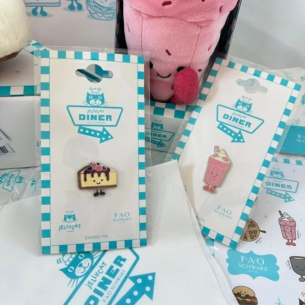 100% Authentic Jellycat Diner Bubbeca Milkshake & Cheesecake from FAO (NWT)